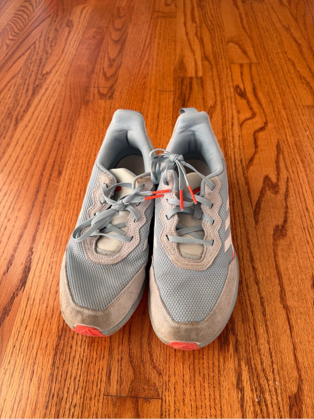 Kids Lightweight Grey & Blue Mesh Sneakers with Coral Accents
